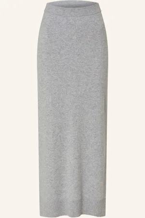 FTC CASHMERE Úpletová Sukně Z Kašmíru šedá
