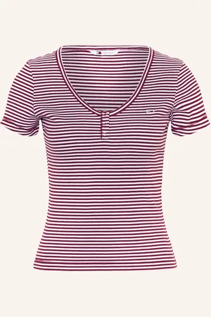 Tommy Hilfiger Tričko Henley tmavě červená bílá