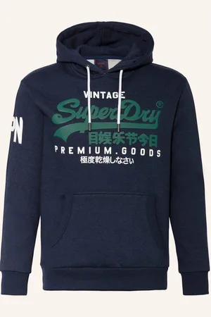 Superdry Mikina S Kapucí tmavě modrá zelená bílá