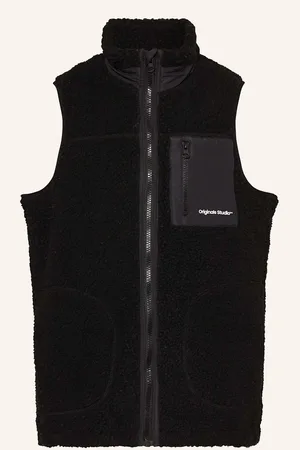 JACK & JONES Plyšová Vesta Ze Směsi Materiálů černá