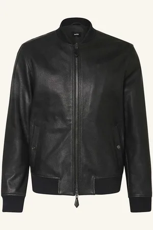 Reiss Kožený Blouson Cast černá
