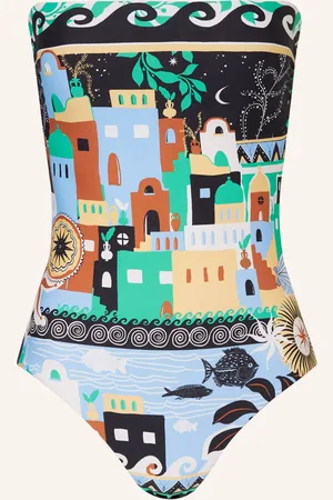 Seafolly Bandeau Plavky Atlantis černá zelená režná