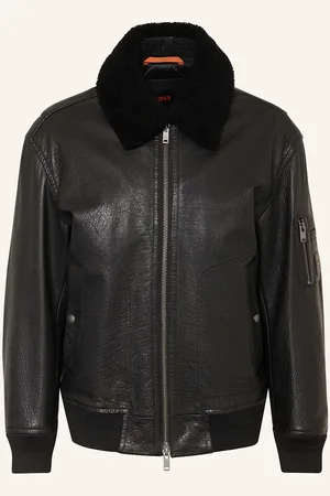HUGO BOSS Kožený Blouson Jobark černá