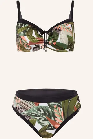 Charmline Bikiny S Kosticemi Floral Safari černá zelená bílá