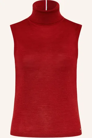 Tommy Hilfiger Top S Rolákem tmavě červená