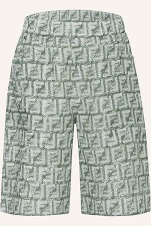 Fendi Lněné Šortky zelená bílá