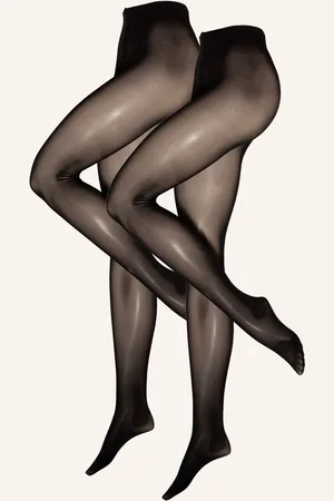 Falke Punčocháče Matt Deluxe 30, 2 Kusy V Balení černá