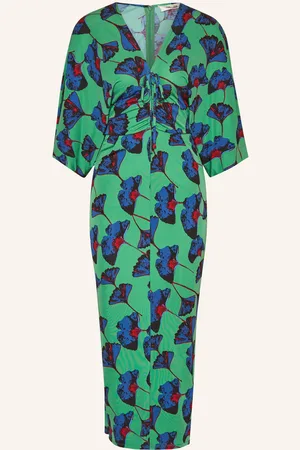 Diane von Furstenberg Žerzejové Šaty Valerie S 3 4 Rukávem zelená modrá červená