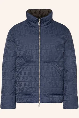 Fendi Oboustranná Péřová Bunda tmavě modrá