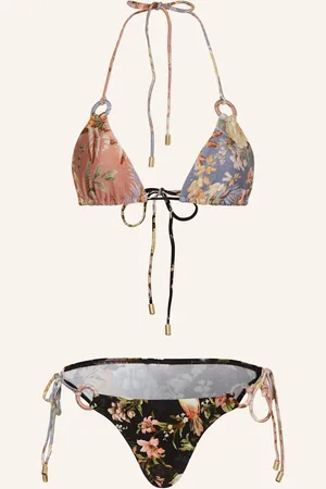 ZIMMERMANN Bikiny S Trojúhelníkovým Horním Dílem Tallow černošedá béžová černá