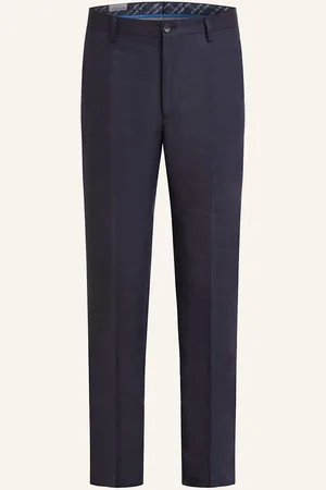 Etro Lněné Kalhoty Regular Fit tmavě modrá