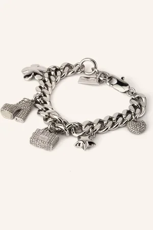 Marc Jacobs Náramek The Mini Icon Pave Charm stříbrná