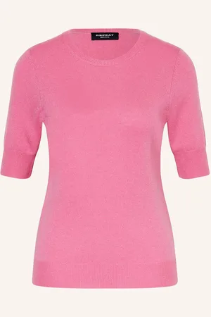 REPEAT cashmere Úpletové Tričko Z Kašmíru růžová