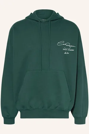 Cole Buxton Mikina S Kapucí Signature tmavě zelená bílá