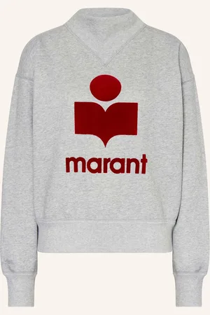 Marant Etoile Mikina Moby světle šedá tmavě červená