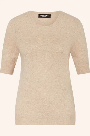 REPEAT cashmere Úpletové Tričko Z Kašmíru béžová