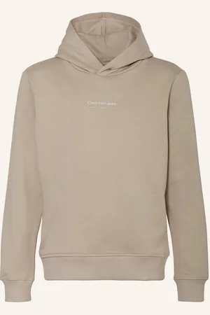 Calvin Klein Mikina S Kapucí Shifted Backprint béžová