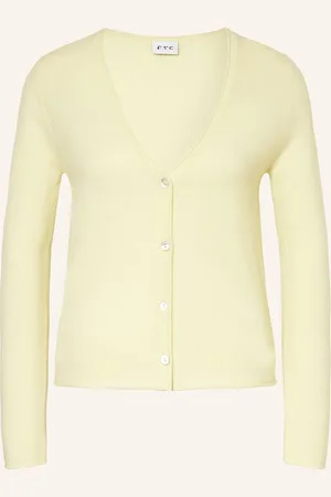 FTC CASHMERE Pletený Kardigan Z Kašmíru tmavě žlutá