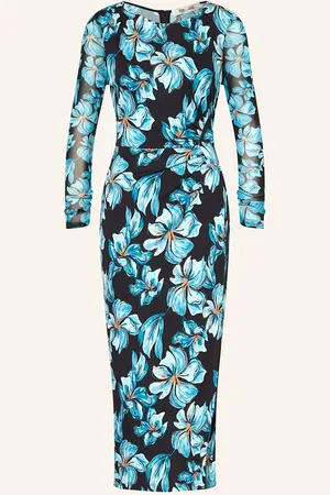 Diane von Furstenberg Žerzejové Šaty Linea černá tyrkysová tmavě modrá