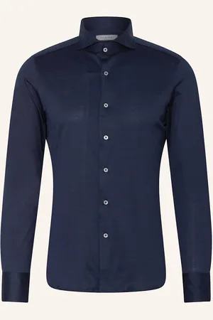 CANALI Žerzejová Košile Slim Fit tmavě modrá