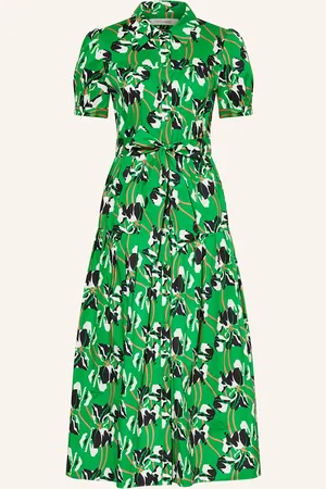 Diane von Furstenberg Košilové Šaty Jonah zelená bílá černá