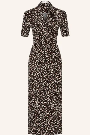 Diane von Furstenberg Žerzejové Šaty Zoey černá hnědá režná