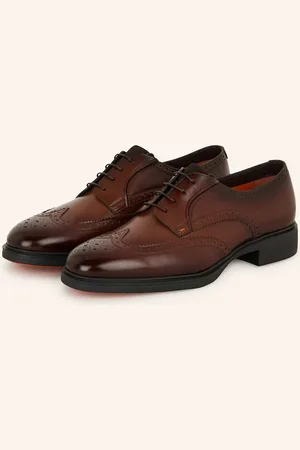 santoni Šněrovací Boty Easy-Brog tmavě hnědá