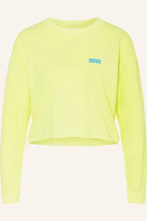 American Vintage Cropped Tričko S Dlouhým Rukávem Pymaz neonově žlutá