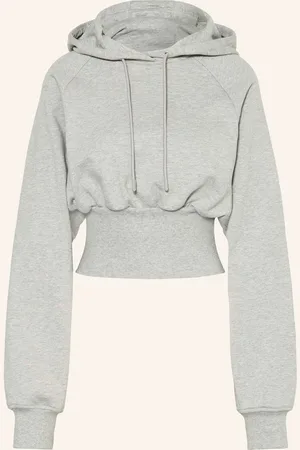 adidas Cropped Mikina S Kapucí šedá