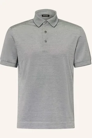Ermenegildo Zegna Žerzejová Polokošile S Hedvábím modrá bílá
