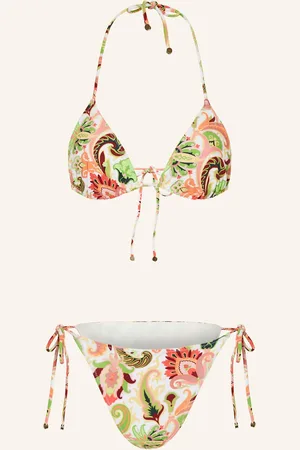Etro Bikiny S Trojúhelníkovým Horním Dílem bílá světle zelená tmavě oranžová