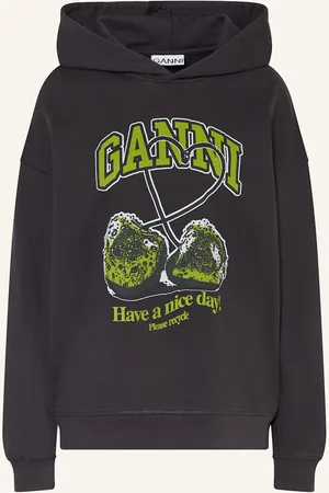 Ganni Oversized Mikina S Kapucí Isoli tmavě šedá