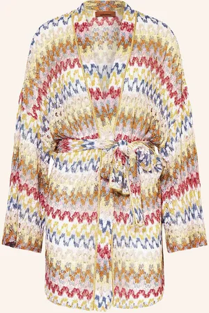 Missoni Kimono S Třpytivou Přízí bílá modrá fuchsiová