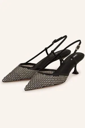 Lola Cruz Slingpumps S Otevřenou Patou Carmen S Ozdobnými Kamínky černá