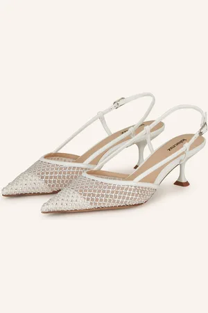 Lola Cruz Slingpumps S Otevřenou Patou Carmen S Ozdobnými Kamínky bílá