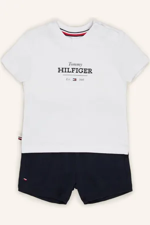 Tommy Hilfiger Sada: Tričko A Šortky Z Mikinové Látky tmavě modrá bílá