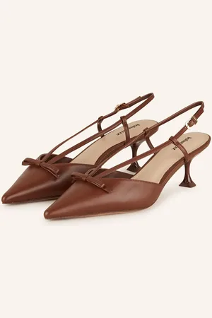 Lola Cruz Slingpumps S Otevřenou Patou Satina hnědá
