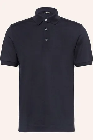 Ermenegildo Zegna Žerzejová Polokošile S Hedvábím tmavě modrá