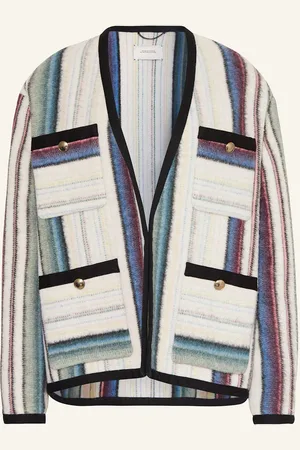 Dorothee Schumacher Bunda Hranatého Střihu Striped Comfort režná modrá tmavě červená