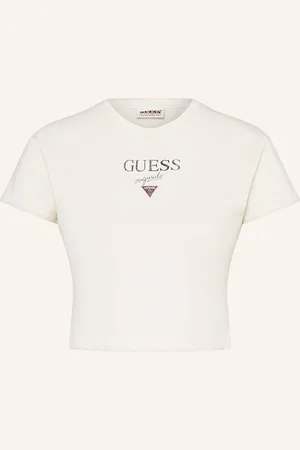 Guess Cropped Tričko Go Vintage Baker režná