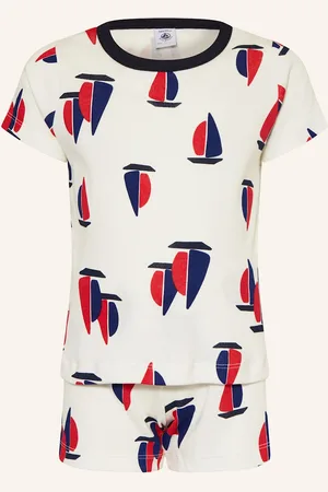 Petit Bateau Pyžamo Se Šortkami bílá tmavě modrá červená