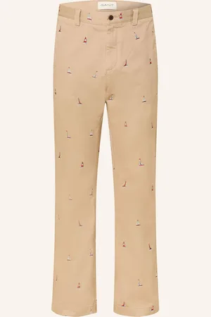 GANT Chino Kalhoty Straight Fit béžová červená tmavě modrá