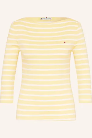 Tommy Hilfiger Tričko S 3 4 Rukávem žlutá bílá
