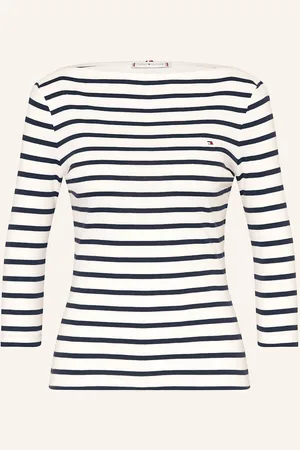 Tommy Hilfiger Tričko S 3 4 Rukávem tmavě modrá bílá