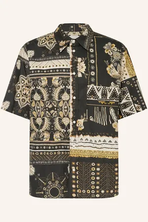 Isabel Marant Košile S Krátkým Rukávem Garlonn Comfort Fit černá krémová béžová