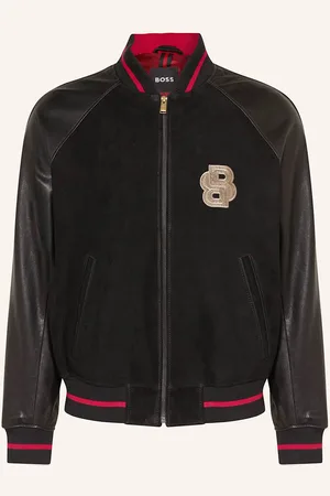 HUGO BOSS Kožený Blouson Menit černá červená béžová