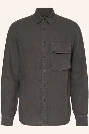 Belstaff Lněná Košile Scale Comfort Fit tmavě šedá
