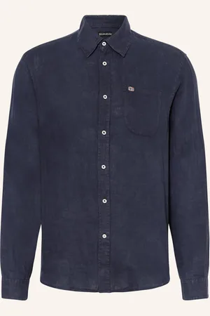Napapijri Lněná Košile G-Linen Ls Regular Fit tmavě modrá