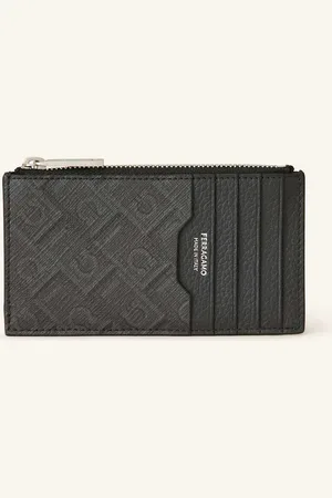 Salvatore Ferragamo Saffiano Pouzdro Na Karty tmavě šedá