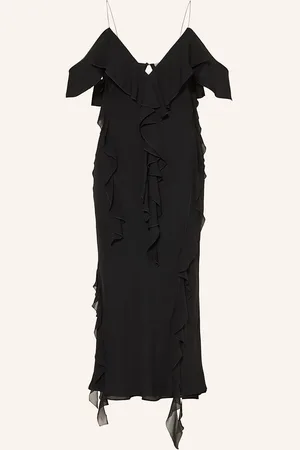 Dorothee Schumacher Šaty Sheer Twist Ii S Volánky černá